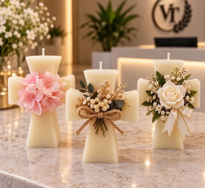 Recuerdos de cera decorados con flores